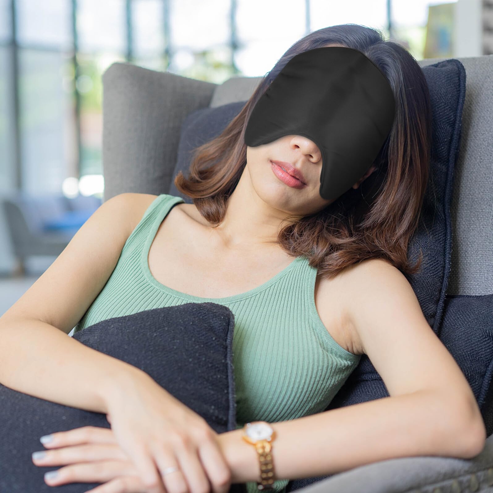 Abaodam Masque de Sommeil en Satin Doux pour Yeux, Confortable et Ajustable, Protège Yeux Pendant Longs Voyages à l'Hôtel