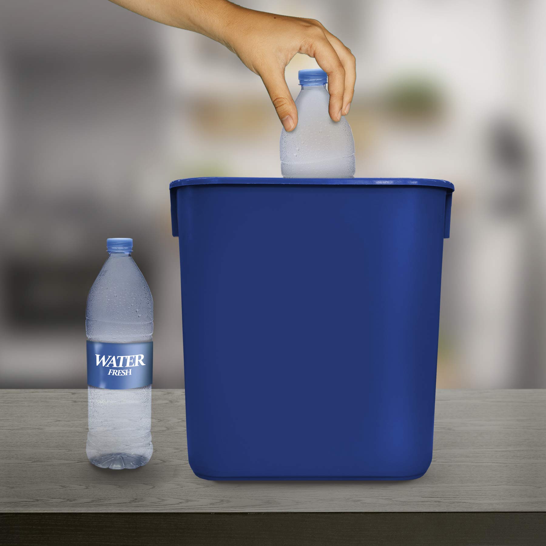Acrimet Papelera, Cubo para el escritorio, 3.25 galones / 13 cuartos / 12 litros (plástico) (color azul) (conjunto de 4)