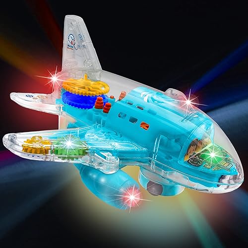 Miniatura 7 de ArtCreativity Juguete de avión transparente iluminado para niños pequeños de 1 a 3 años, divertido juguete de avión para niños de 3 a 5 años, con