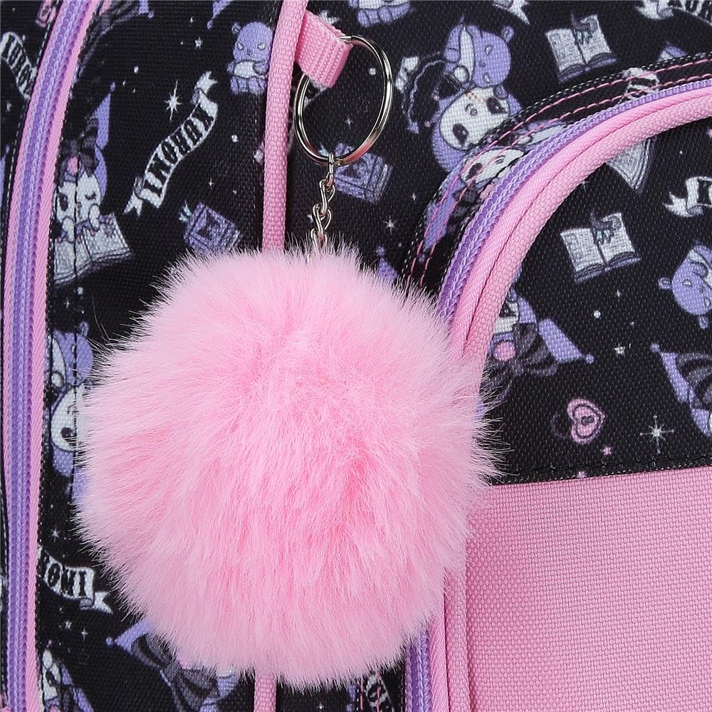 Sanrio Kuromi Fortune Telling Mochila infantil, mochila escolar, fabricada en Poliéster, bolsillos laterales, tirantes anchos ajustables de Joumma Bags