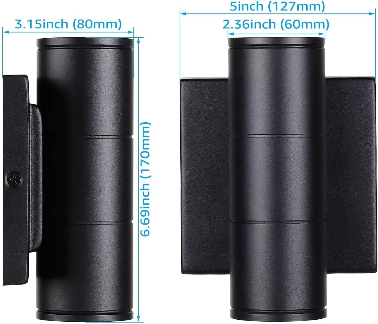 Rеvіеw Prоduсt LEONLITE LED Cylinder Up Down Wall Light, 10W 700lm, Modern Outdoor Porch Light, 100V-277V, Wet Location Wall Sconce, 3000K Warm White, Door Way, Corridor, Garage, Pack of 2