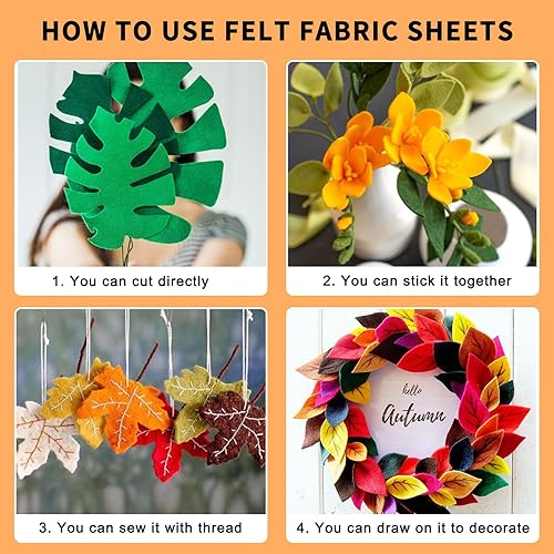 Miniatura 7 de HTVRONT Hojas de fieltro para manualidades, 40 piezas de fieltro rígido para manualidades, hoja de fieltro para manualidades de 8 x 12, hojas de