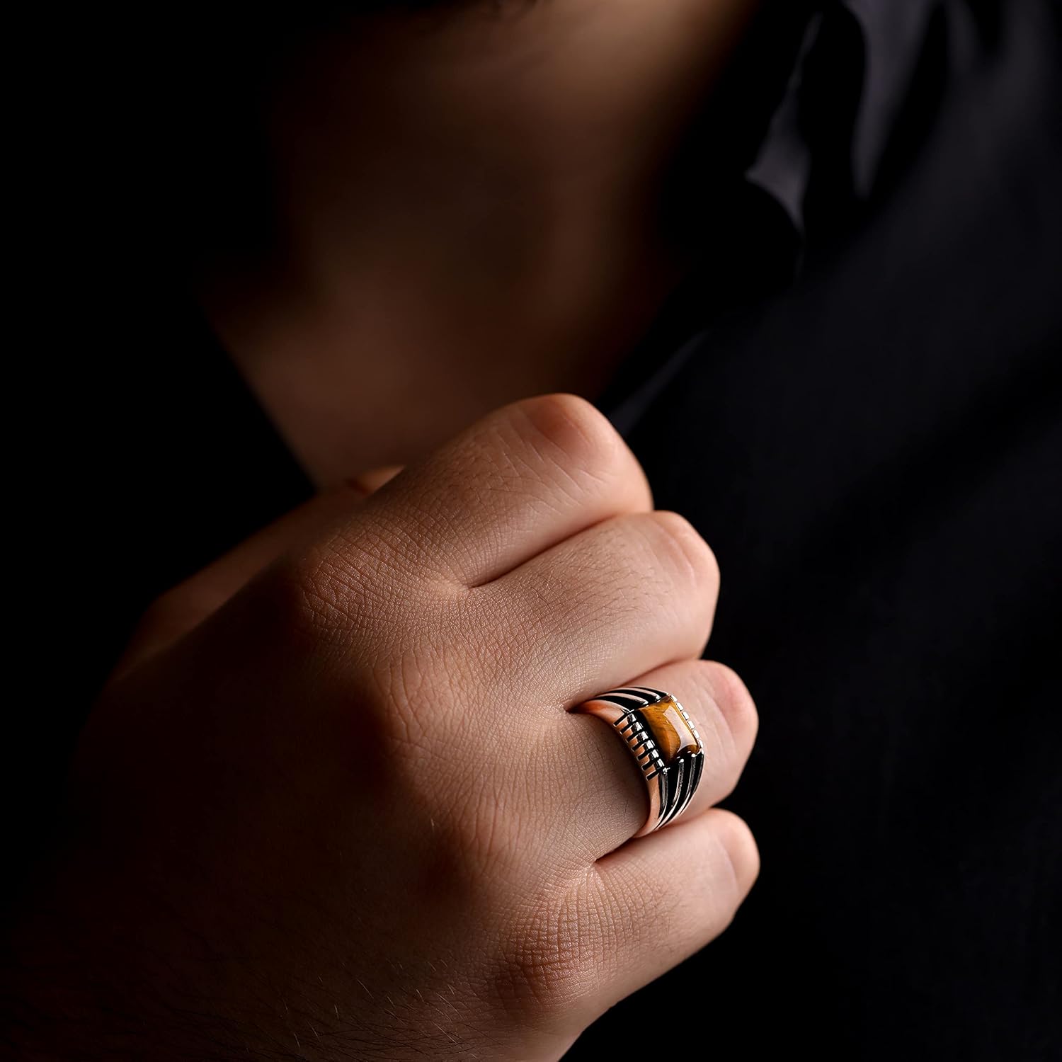 Natural Tiger Eye Stone Solid 925 Sterling Silver Special Design Elegant Ring for Men - Image 3