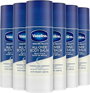 Vaseline All Over Body Balm Jelly Stick, Travel Size – Chafing Stick, Lotion for Extremely Dry Skin, Petroleum Jelly Sticks with Vitamin E for Glowing Skin, Unscented, 1.4 Oz Ea (Pack of 6)