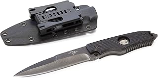 Hand Spear 5 Inch Tactical Full Tang Spear Point Fixed Blade Knife - Includes Molle Compatible Kydex Sheath - Hoffner Knives