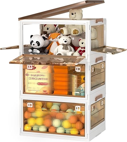 CTSNSLH Contenedores de almacenamiento de plástico, organizadores y almacenamiento de armario, contenedores de almacenamiento apilables con tapas,