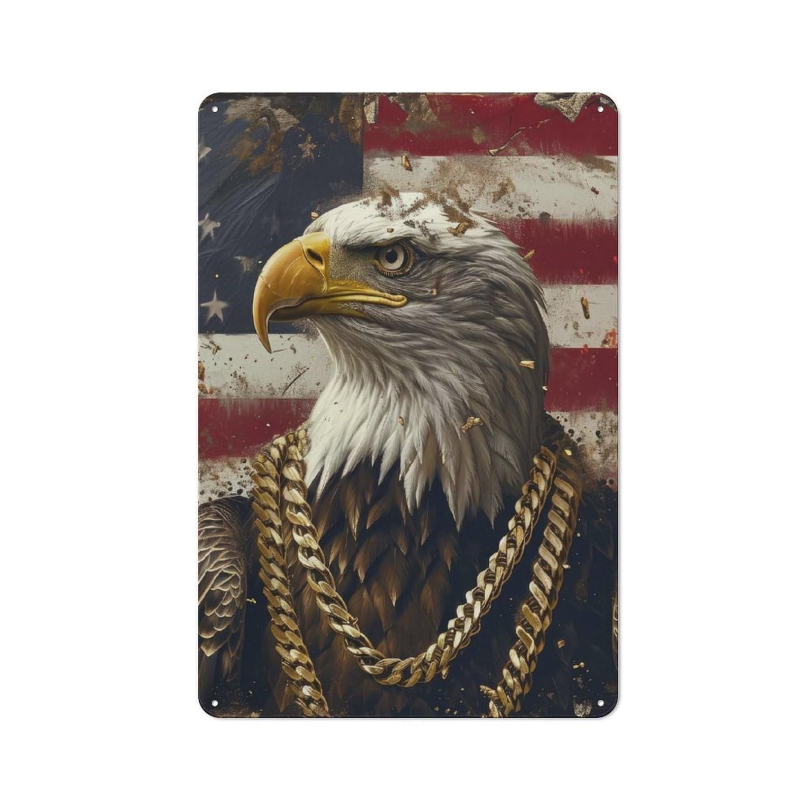 Junmoney American Bald Eagle Metal Sign 30X20cm With For Workshop Wall, Rustic Decor, Wall Decoration For Workshops And Hobby Rooms