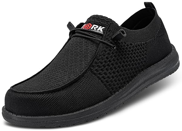 LARNMERN Steel Toe Loafers Women Lightweight Comfortable Slip On Walking Casual Flats Sneakers Work Safety Shoes