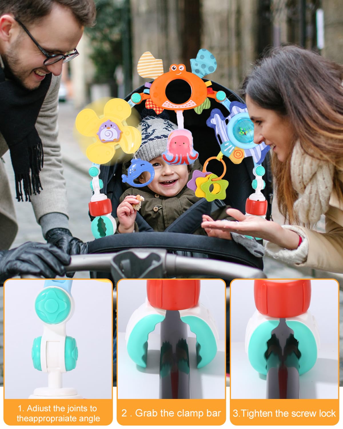 Arche D'activités Articulée Pour Bébé, Convient à La Plupart Des Poussettes, Jouet Cadeau Pour - 9