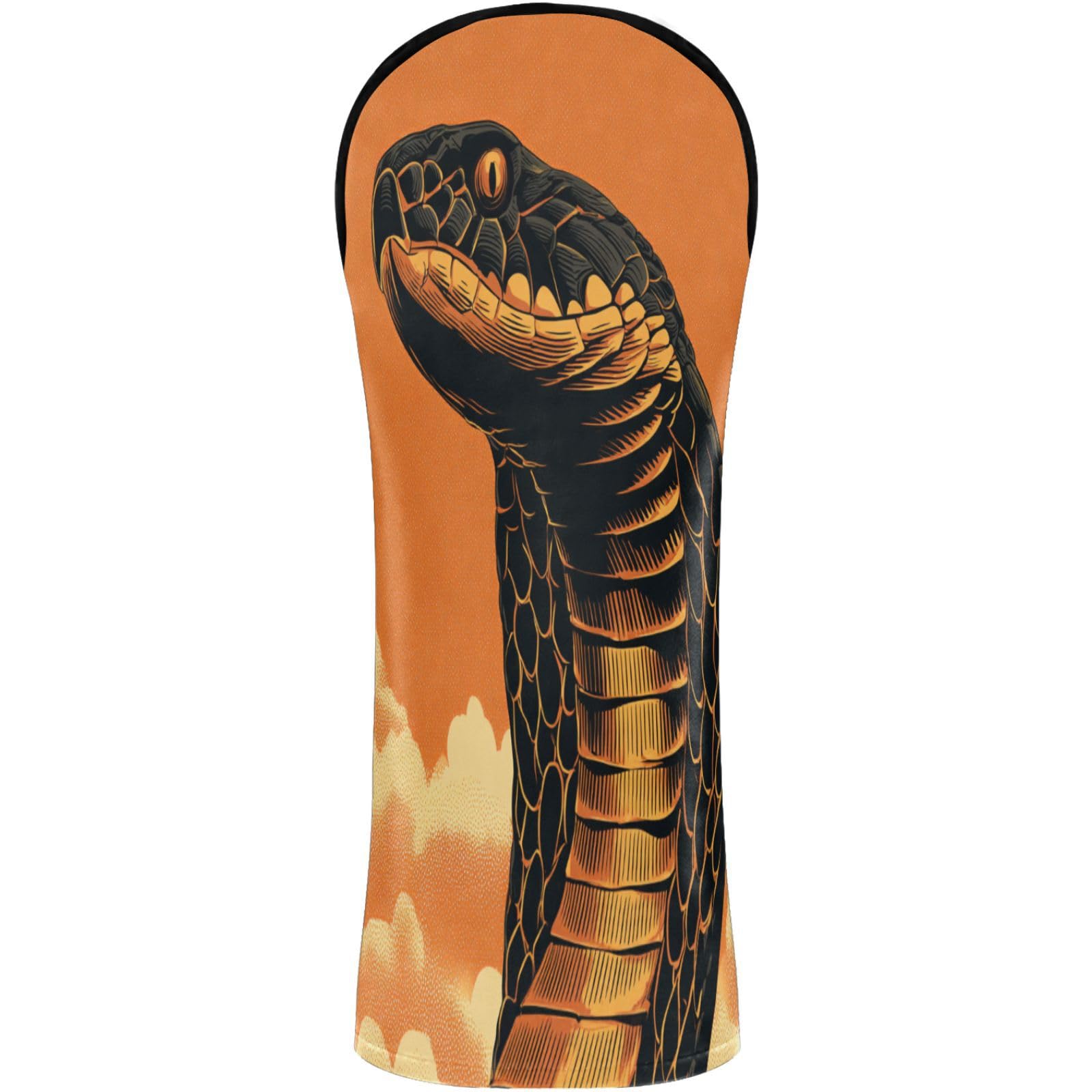 Golf Club Head Cover Headcover with Interchangeable No. Tags for Woods and Driver Fairway Hybrid Cobra Vintage Style Orange Black
