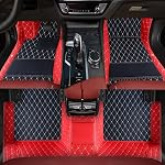 Tapis de sol personnalisés sur mesure pour les voitures - Couverture complète de luxe tout temps en cuir anti-dérapant 99% des voitures, des camions & VUS (Noir) 8 Rouge)