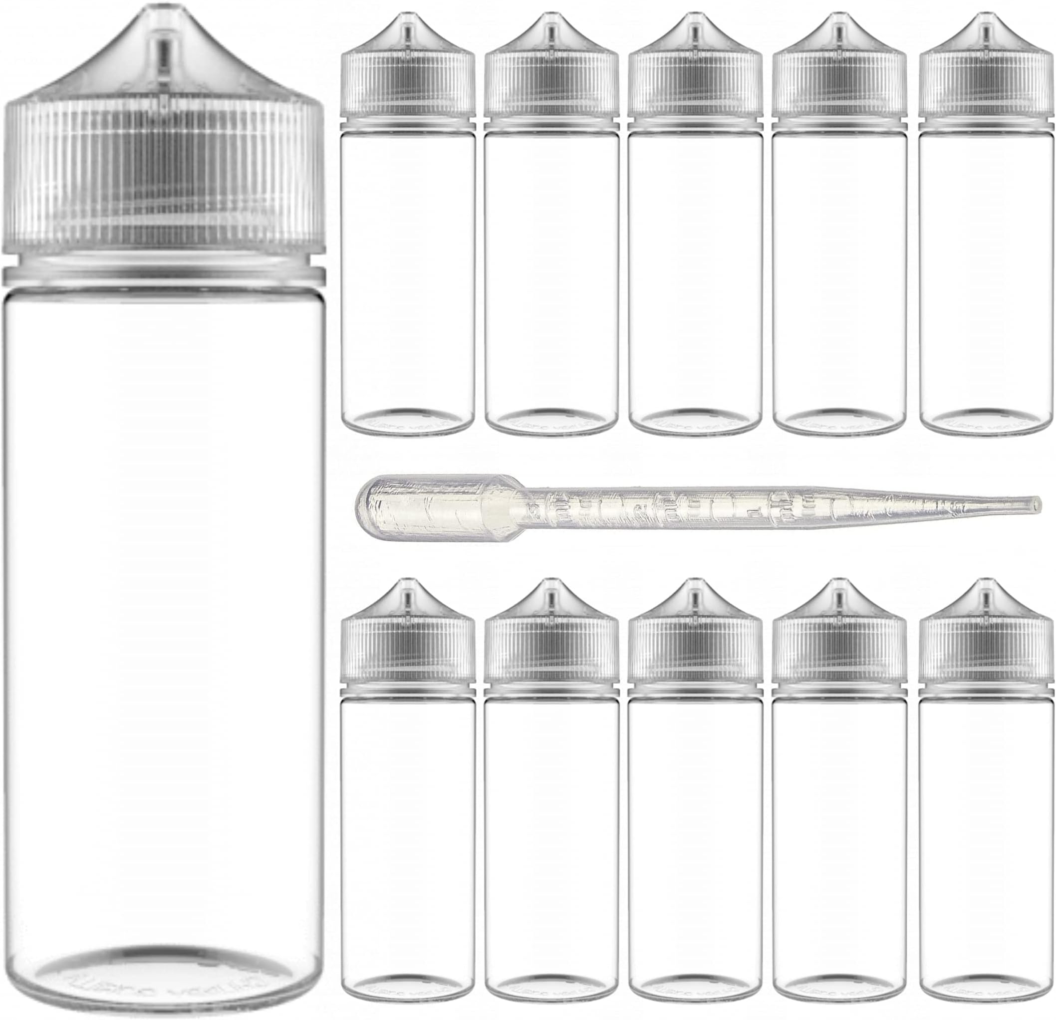 120mL V-3 Clear PET Unicorn Plastic Bottles (10 Pack) - Squeeze bottle, Juice Bottles Authentic Chubby Gorilla Dropper Bottle with Squeeze Dropper