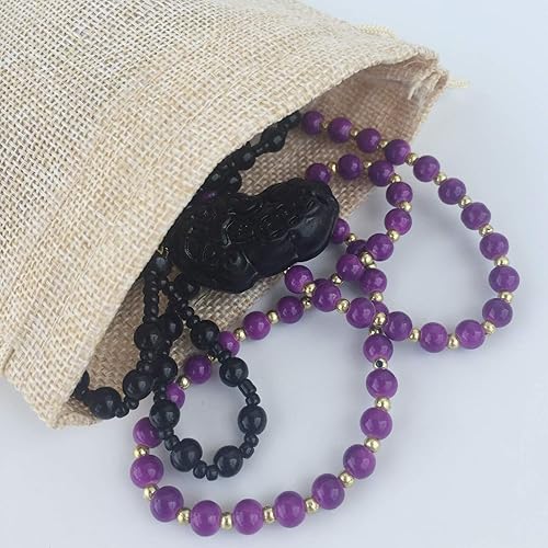 Miniatura 4 de Bolsas de yute con cordón de ajuste de algodón para regalos, 50 unidades