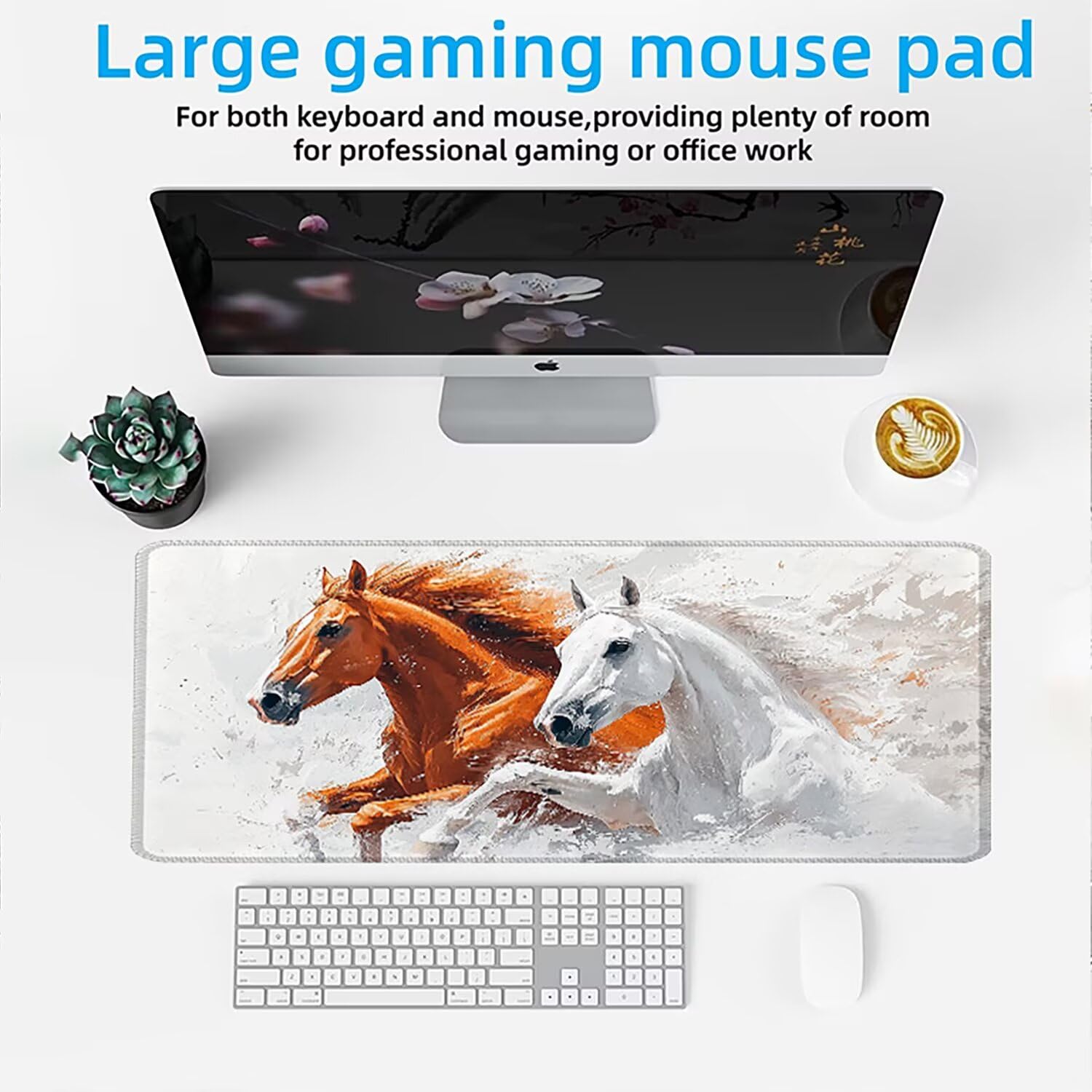 Podkładka pod mysz AAA XXL 1200 x 600 mm duża mata na biurko szyta krawędź wodoodporna antypoślizgowa, laptop poprawia precyzję i szybkość. Gracz, komputer, zwierzę koń 2 w0w-971