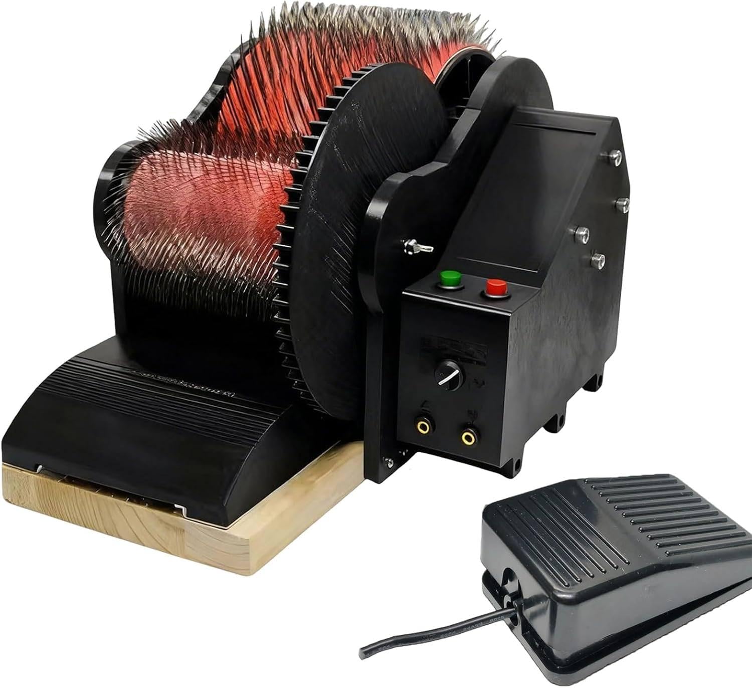 ZIXIAOS Electric Wool Carding Machine with Foot Pedal, Electric Drum Carder for Wool Fiber Blending & Combing, DIY Felting, Spinning, Pompom Making, Pet Hair Processing