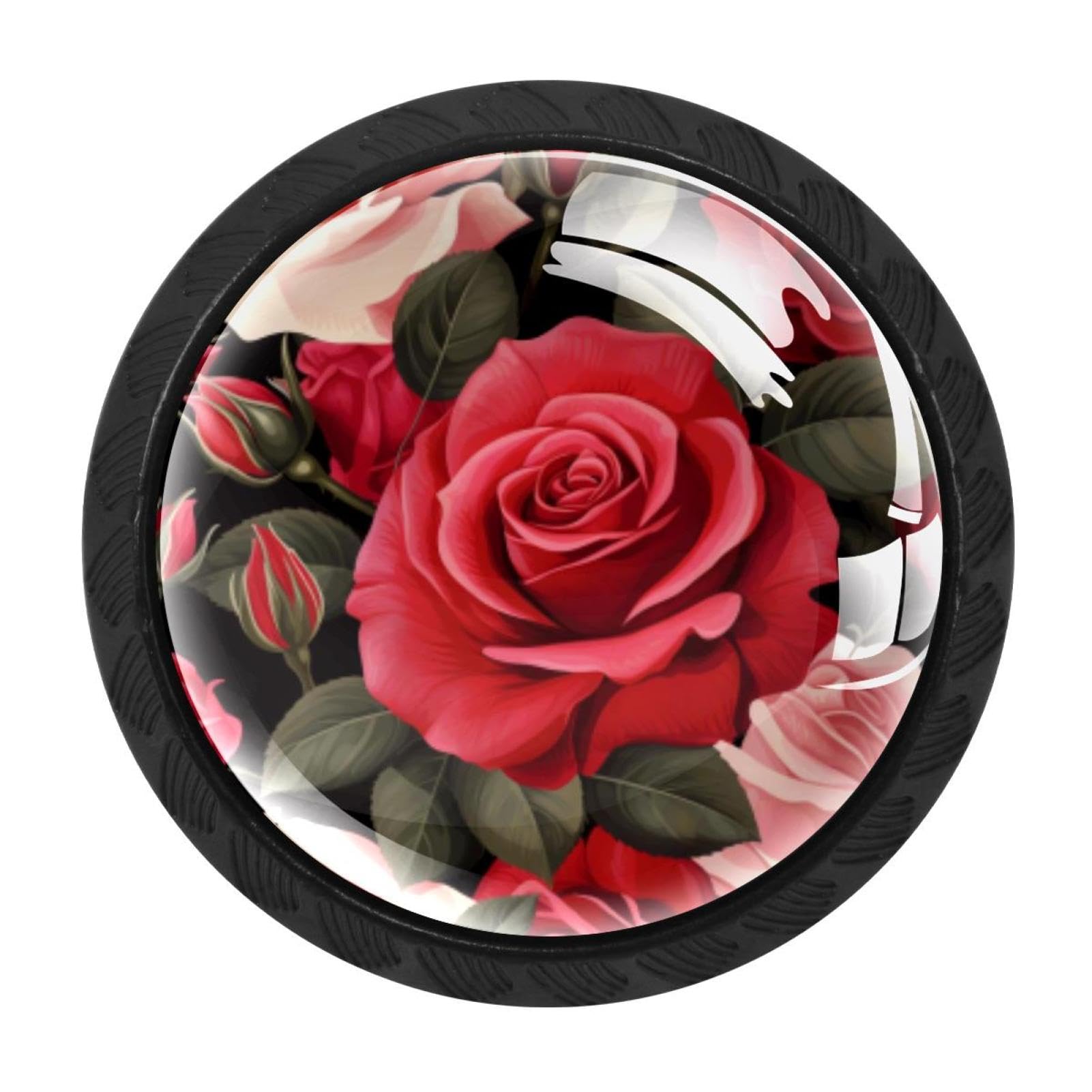 CHENZZZZ 4 Pack Cabinet Handles Black Rose Cabinet Knobs Draw