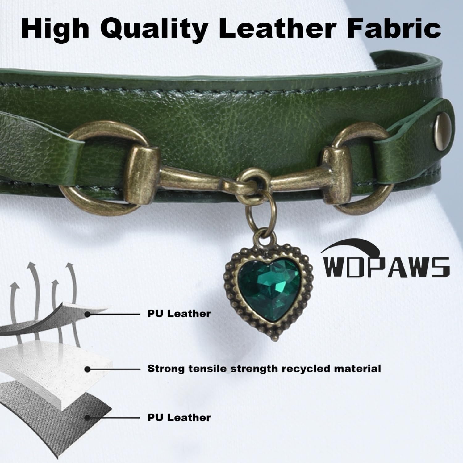 Retro Dog Collar with Bling Diamonds & Charm – 5 Holes Adjustable PU Leather Rhinestones Necklace Collar, Bronze Buckle for Small Medium Dogs boy Male– Black/Blue/Green/Brown (Black, M) image 5
