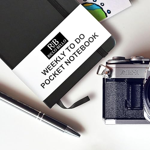 Miniatura 5 de RICCO BELLO - Cuaderno semanal para hacer lista de verificación, planificador de bolsillo de negocios, bucle para bolígrafo, cierre de banda,