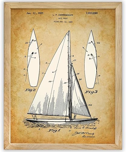 Miniatura 10 de Lone Star Art Sail Boat - 11x14 Unframed Patent Print - Makes a Great Lake House or Cabin Decor and Gift for Sailors and Sailing Enthusiasts