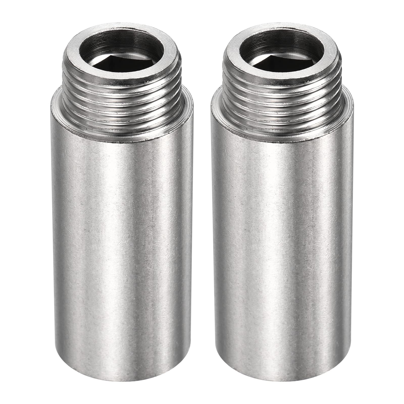 M METERXITY 2 Pack 304 Stainless Steel Male to Female Nipple Pipe Fitting Extension, Apply to Outdoor/Faucet/Industrial (G1/2 Thread, 60mm Length)