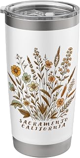 Sacramento CA - Cozy Sacramento California Floral Stainless Steel Insulated Tumbler