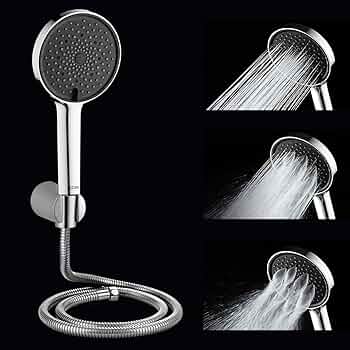 ALTON SHR22360, 5-INCH, 3-Function Hand Shower With SS-304 Grade 1.5 Meter Flexible Hose Pipe and Wall Hook, (Chrome)