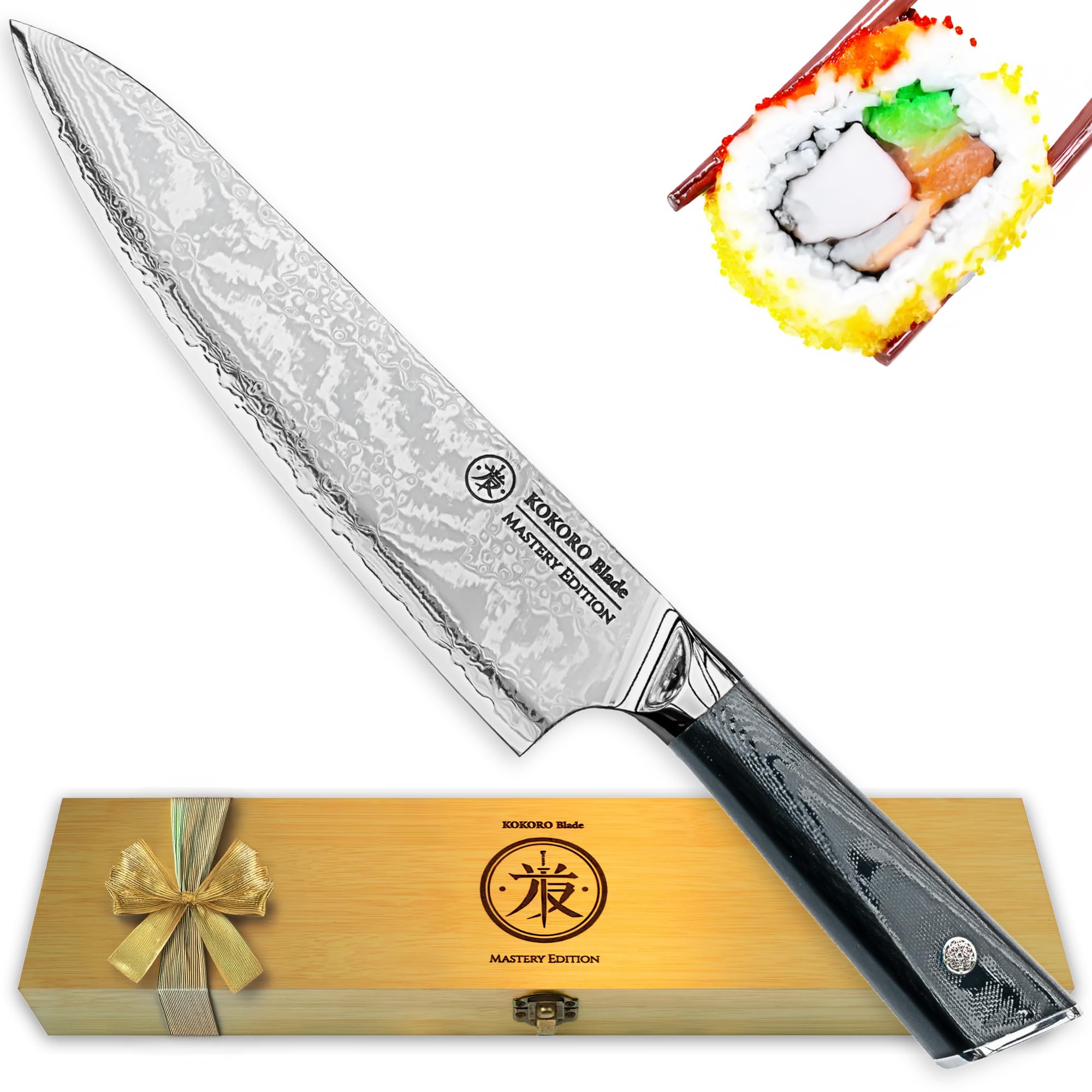 8" Inch Japanese Chef Knife – Hand Made 67 Layer Damascus with S35VN Sharp Chef Knife for Precision Cuts, Professional Quality Kitchen Knife for Pro Kitchens and Cooking Gifts