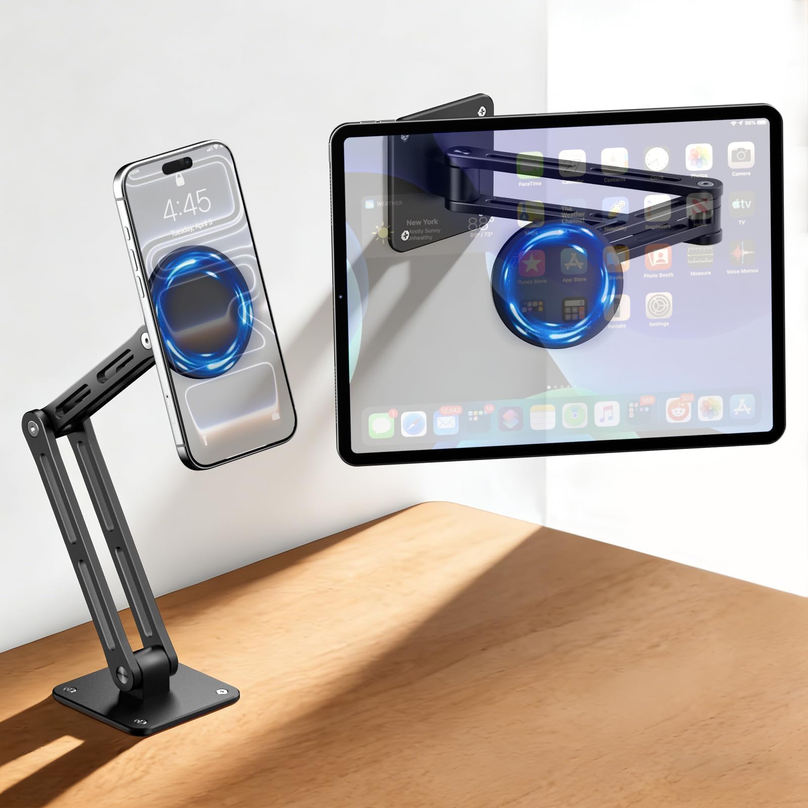 CloudValley Tablet Wall Mount Holder Compatible with MagSafe with 360 Rotating Base Adjustable and Foldable Tablet Stand Holder