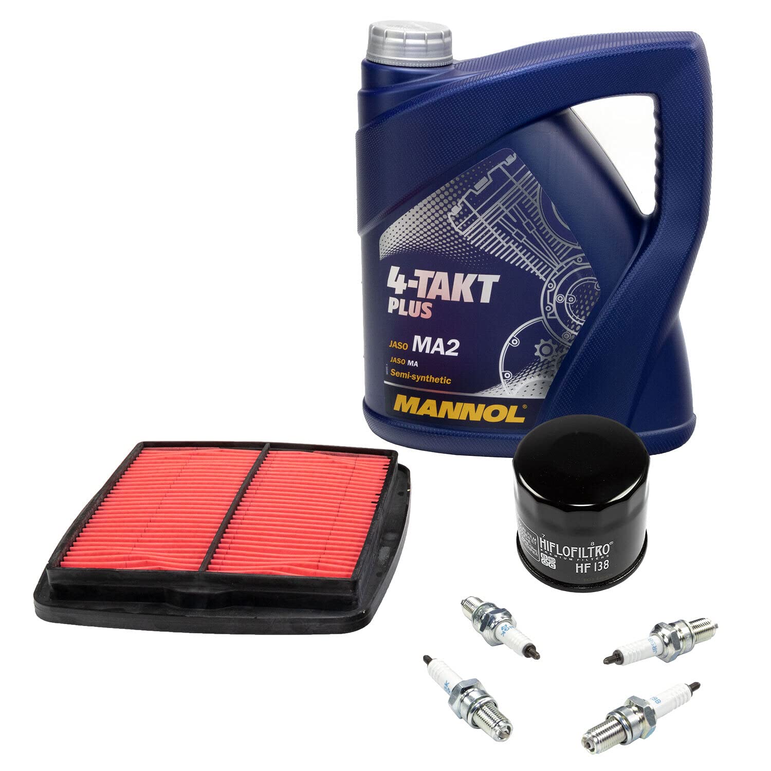 Wartungspaket Öl 4L + Luftfilter + Ölfilter + Zündkerzen für Suzu ki GSF 1200 GSF1200 Bandit GV75A Baujahr 1996-2000