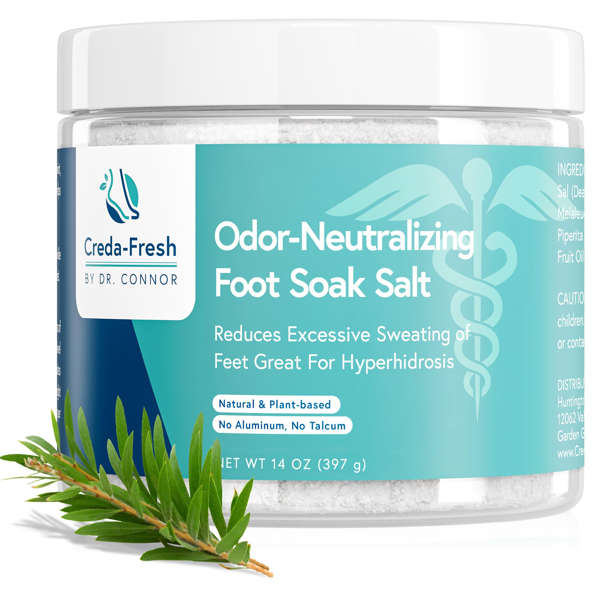 CREDA FRESH Epsom Salt Foot Soak - Tea Tree Oil Foot Soak & Odor Eliminator - Soaking Salts, Nutmeg & Peppermint for Athletes Foot & Sweaty Feet - Softens Callus - Soothes Sore & Soften Tired Feet Unscented