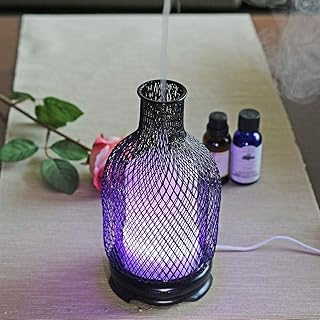 WHSS Humidificateur Ménage en Fer Forgé 120 ML Grande Capacité Réservoir d'eau Silencieux Sept Couleurs LED Lumière Arôme Humidification Pénurie d'eau Mise Hors Tension Automatique Silicone Anneau en