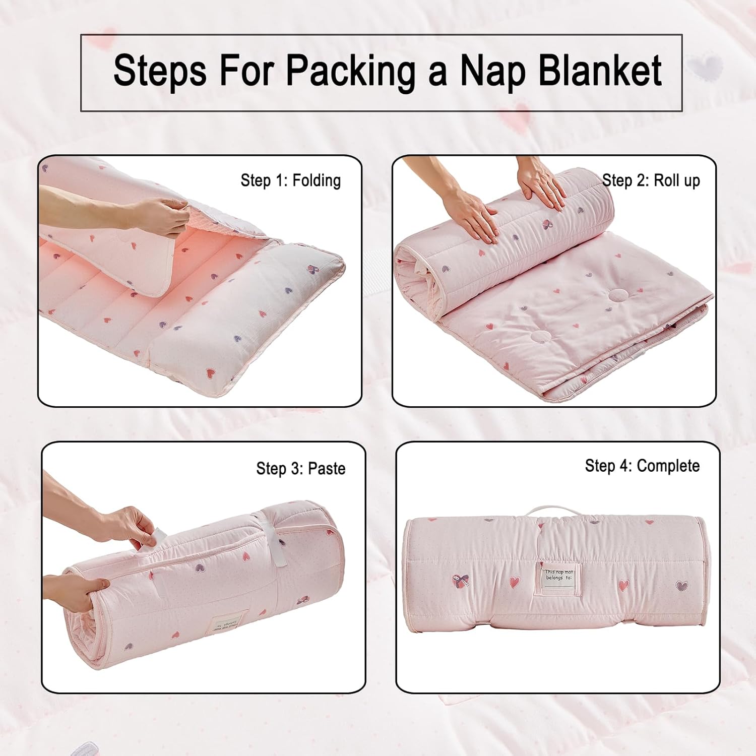 Toddler Nap Mat with Pillow and Blanket,Extra Large Roll Up Kids Sleeping Mat,Soft Slumber Bags for Girls,Perfect for Daycare,Preschool Travel Camping