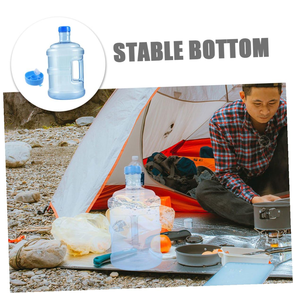 WOONEKY Tragbarer Wasserkanister 5l aus PC für Sommerurlaub Wiederverwendbarer Wasserspeicherbehälter mit Griffdesign Leichter Camping Wasserbehälter für Arbeit und Angeln