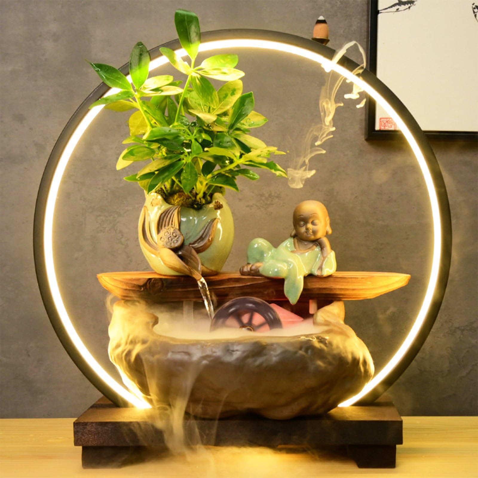 Fontaine à eau de table cascade LED idéale pour votre bureau