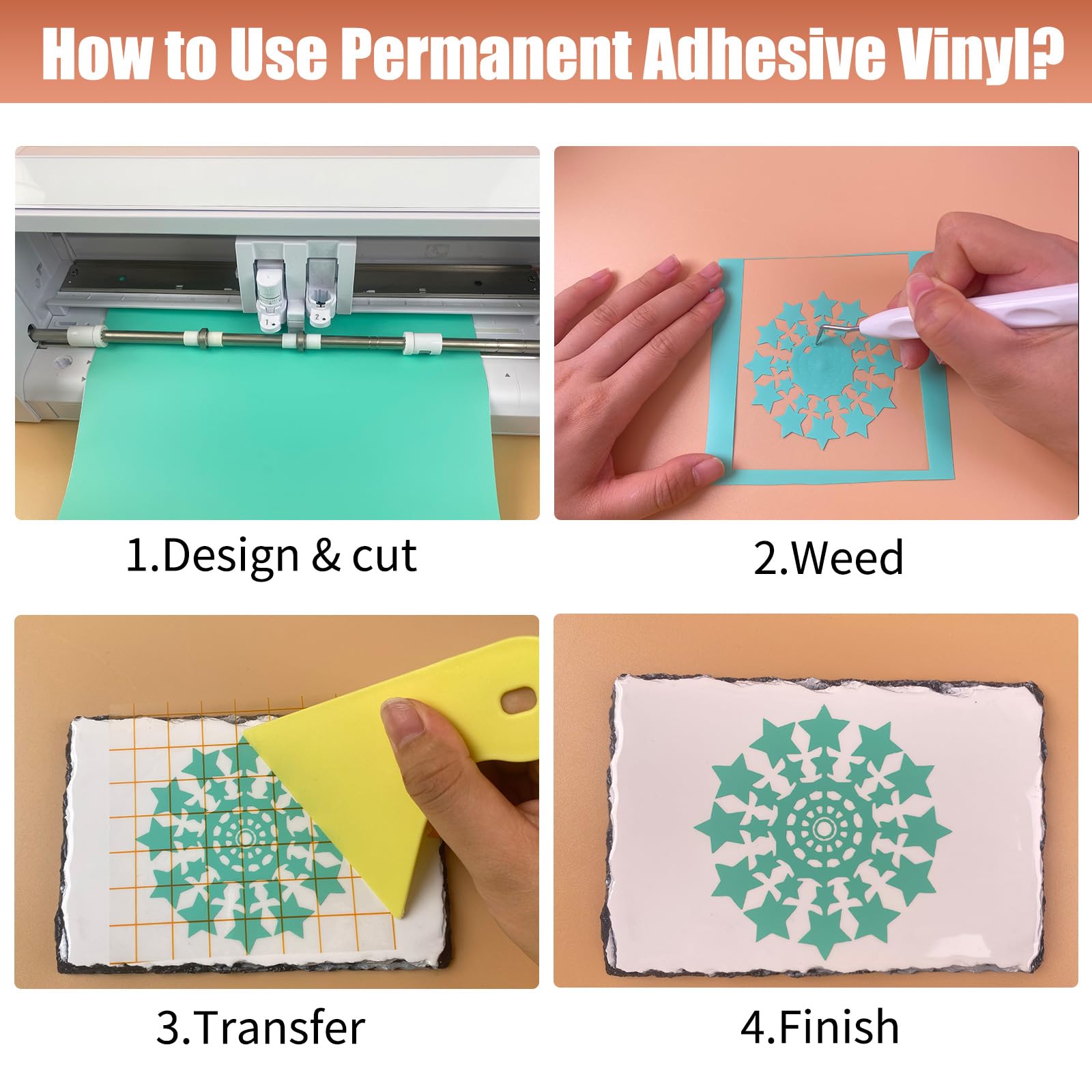 Vinile Adesivo, Matte Bianco Vinile 30,5 x 914,4 cm Vinil Permanente Adesivo per Cricut, Rotolo Pellicola in Bianco Vini-le Plotter Regali Fai Da Te, Tazze, Plastica