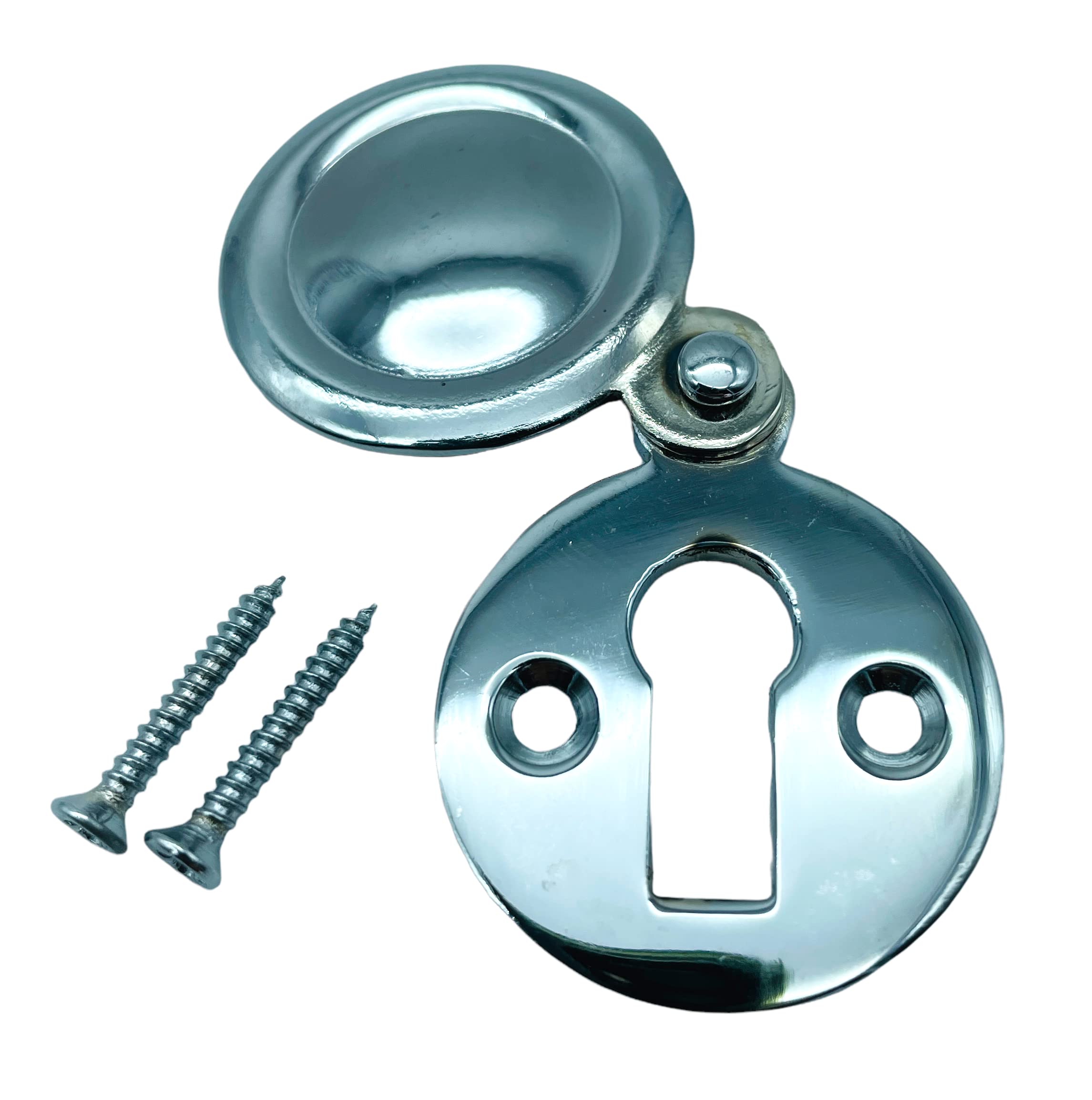 Jam2day Chrome Polished Brass Round Keyhole Cover Escutcheon With Screws (1, )