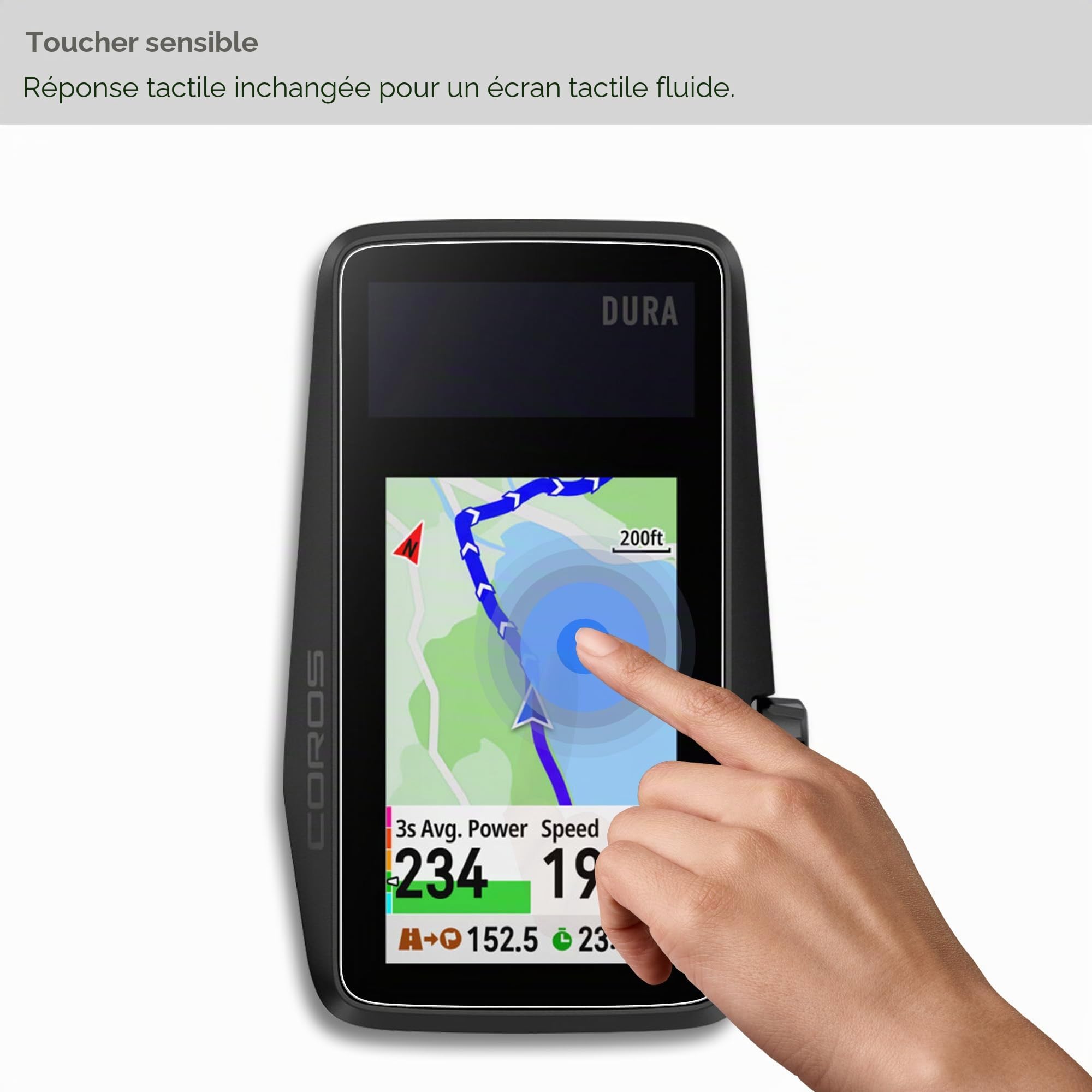 [Lot de 3] Coque en silicone x 1, protection d'écran en verre trempé HD x 2 Conçu pour les ordinateurs de vélo GPS Coros Dura Solar Anti-chute, antidérapant, anti-rayures / traces de doigts