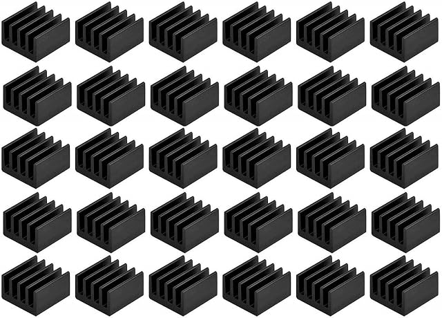 Easycargo 30pcs Small Mini Heatsink Kit, Mini Cooler Heat Sink for Cooling VRM Stepper Driver MOSFET VRam Regulators (8.8mmx8.8mmx5mm)