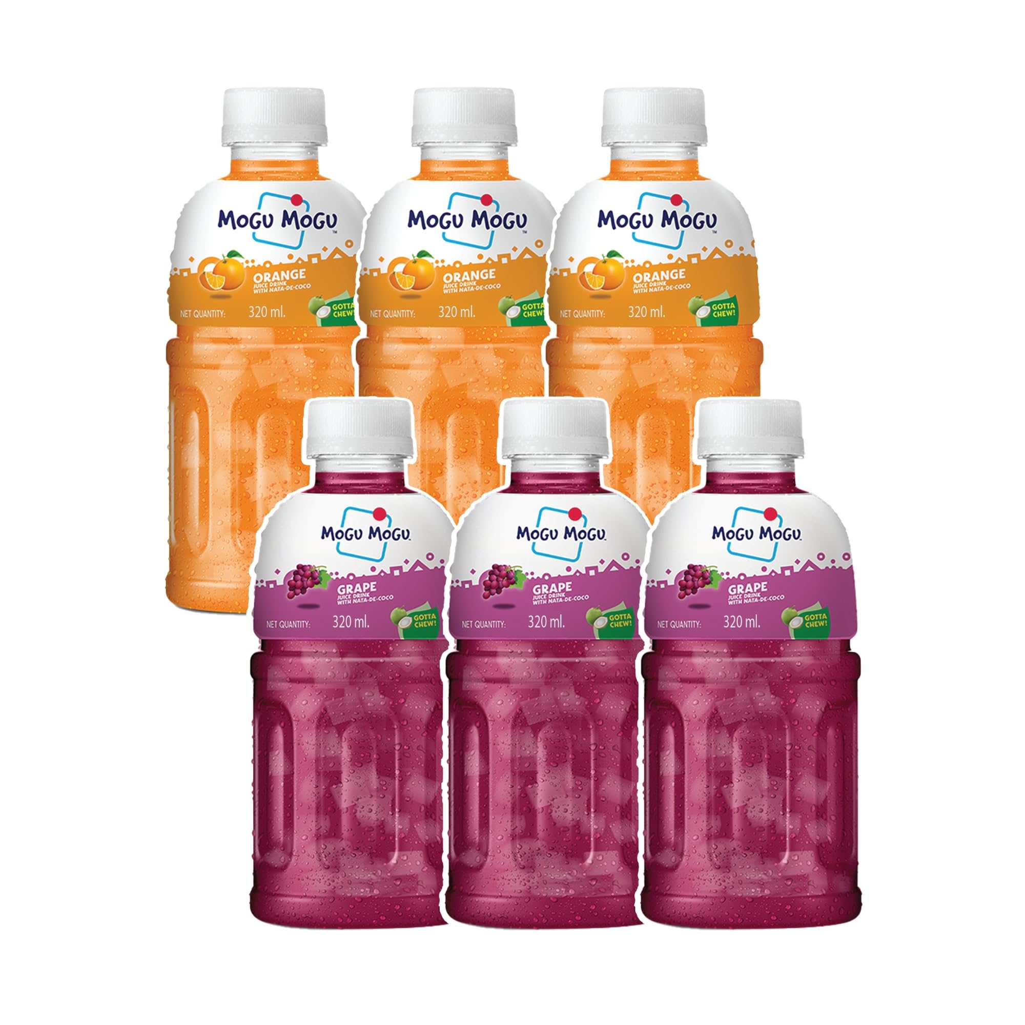 Mogu Mogu Orange and Grape Juice 25% with NATA De Coco| Energy Booster Drink | Full of Fruit Fibres | No Added Preservatives and Colours - (Pack of 6, 320ml each) (B085LJY94M) Amazon Price History, Amazon Price Tracker