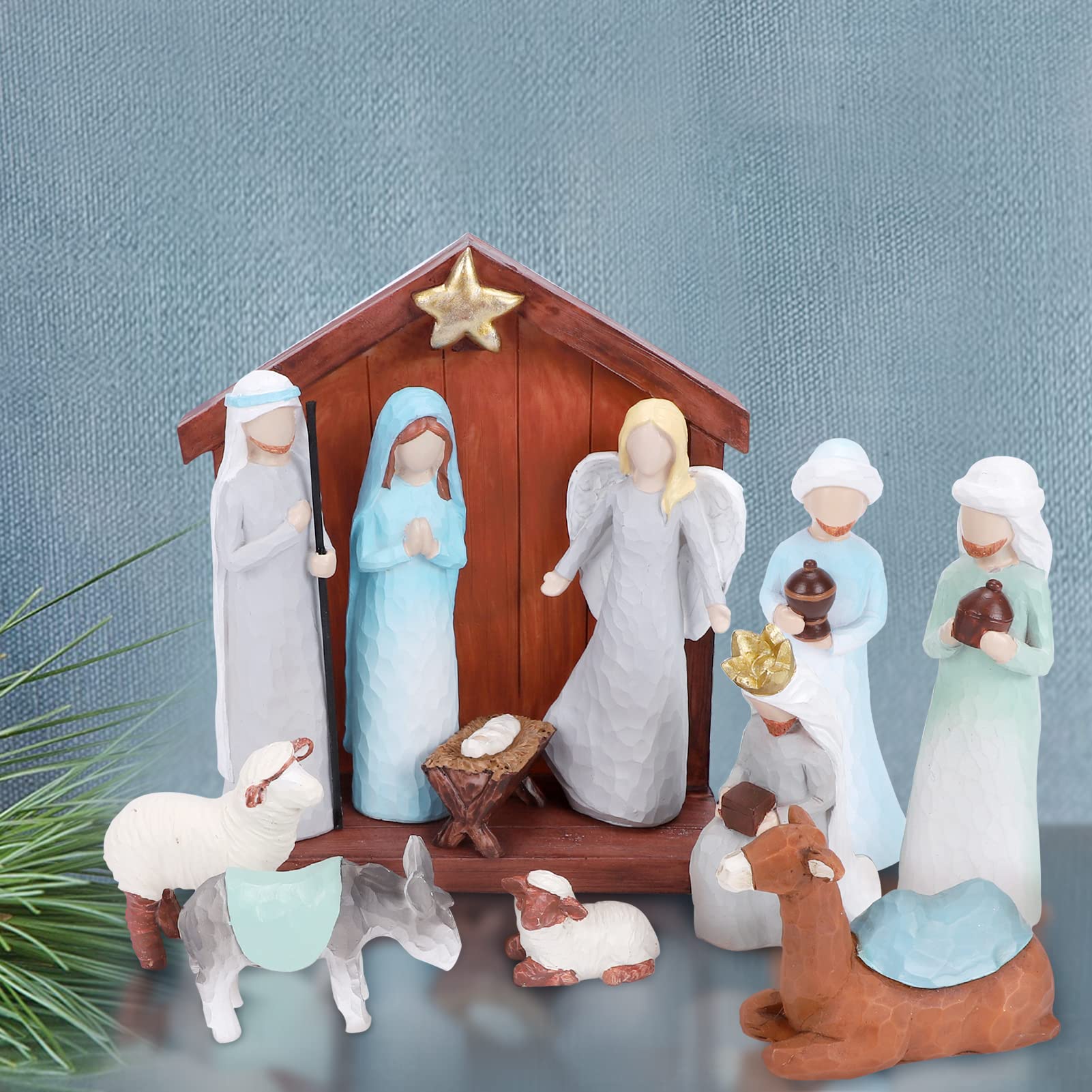 Buy BUTITNOW Set of 12 Nativity Figurines, Sculpted HandPainted