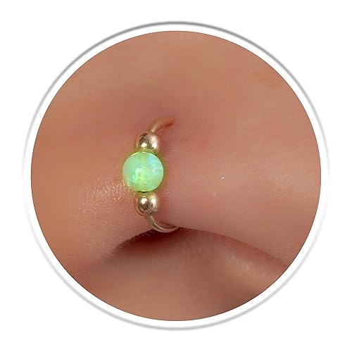 Miniatura 6 de Small Nose Ring 20G - Pink Opal Nose Hoop 14K Gold Filled 7mm - Nose Hoops For Women - Handmade Nose Jewelry