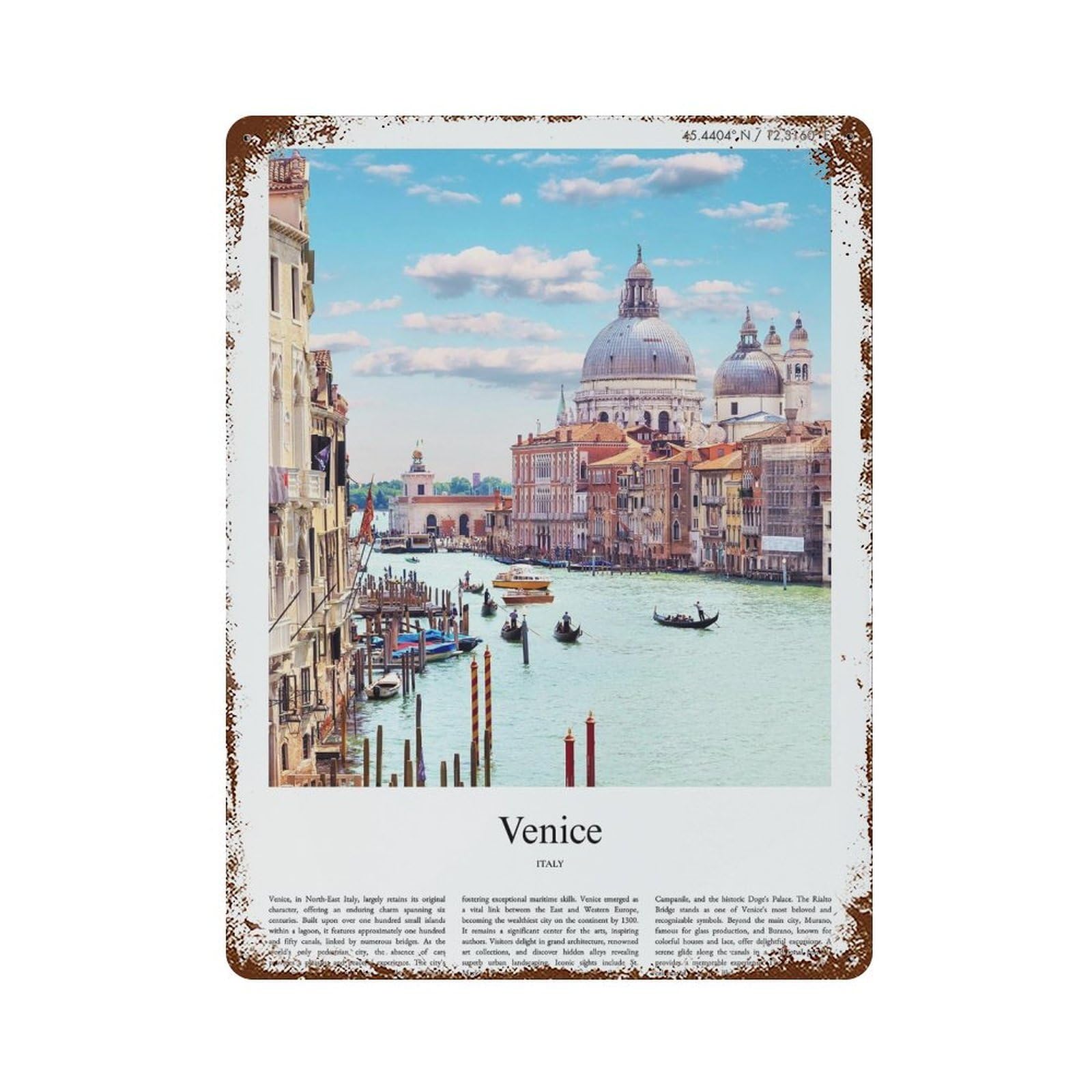 xiaoxiaoshen Venice Italy City Scenery Wall Decor Art Metal Tin Poster Modern Home Decor Art Home Bar Shop Decorations Vintage Sign 40x30cm