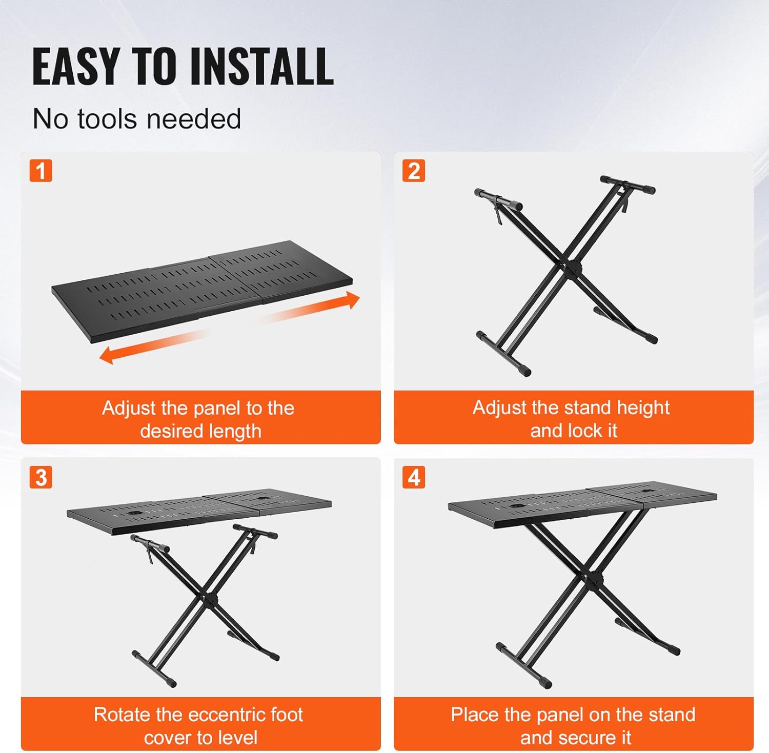 Happybuy DJ Table Stand, (32"-43") x 18" Portable DJ Laptop and Controller Stand, Lightweight DJ Desk DJ Booth Adjustable Height DJ Stand, Foldable Double-X Keyboard Stand & Tabletop