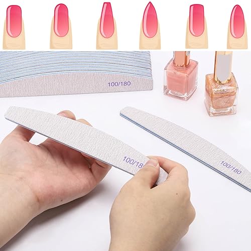 Miniatura 8 de Juego de 25 limas de uñas de grano 100180, tableros de esmeril de doble cara para uñas acrílicas, de gel y naturales, limas de uñas profesionales