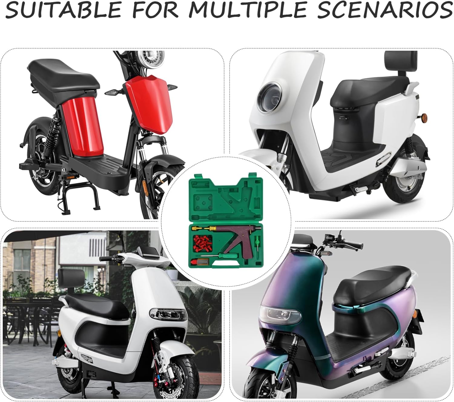 Gatuida Motorcycle Tire Repair Kit Quick Fix Tire Repair Tire Fixing Tools Semi Tire Changing Tools Tire Spoons Heavy Duty Tire Plug Kit Compact Design