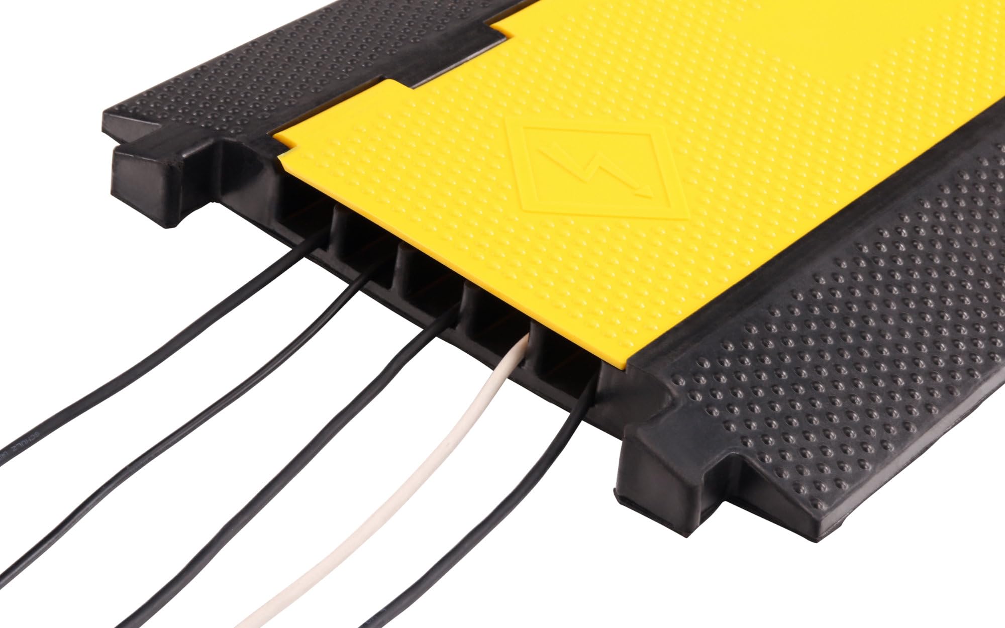 Pronomic Protector 5-90L Kabelbrücke 5-Kanal mit Steckverbindung 90 x 49 x 4,5 cm - Kabelkanal aus Kunststoff für Versanstaltungen - Kabel Überfahrschutz für Boden - Schwarz/Gelb