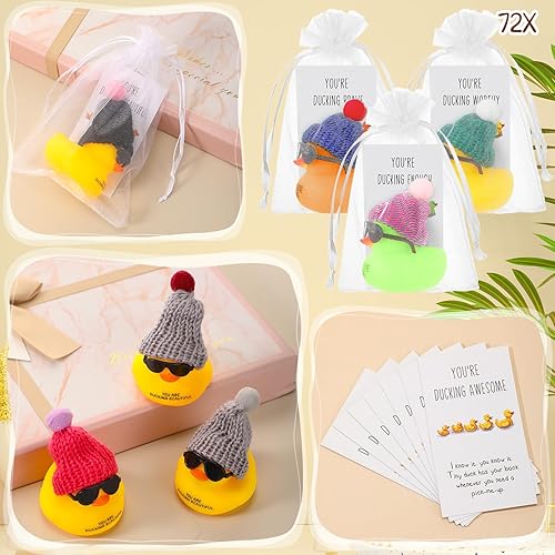 Miniatura 4 de Mini patos de goma inspiradores con gafas, letrero de agradecimiento con texto en inglés You are Awesome , regalo de agradecimiento, para empleados,