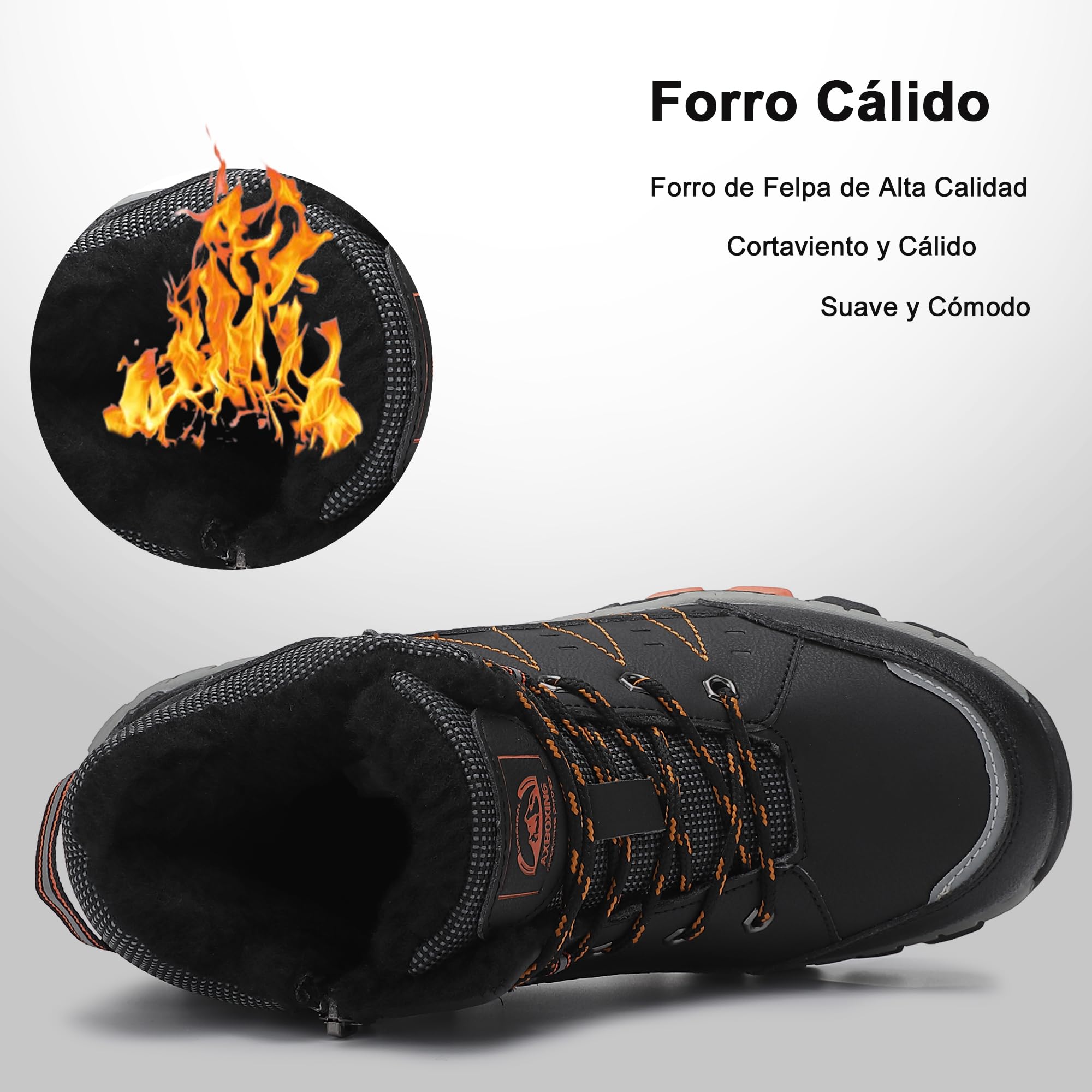 ASTERO Stivali Neve Bambino 31-38 con Ramponi Scarpe Trekking Ragazzi Ragazze Cotone Montagna Escursionismo Invernali Stivali Gomma Bambino