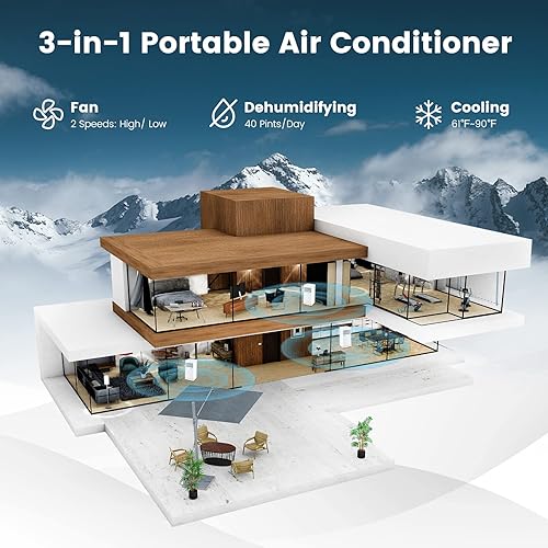 Miniatura 3 de KOTEK Aire acondicionado portátil para habitación de hasta 250 pies cuadrados, unidad de CA 3 en 1 de 8000 BTU para dormitorio con
