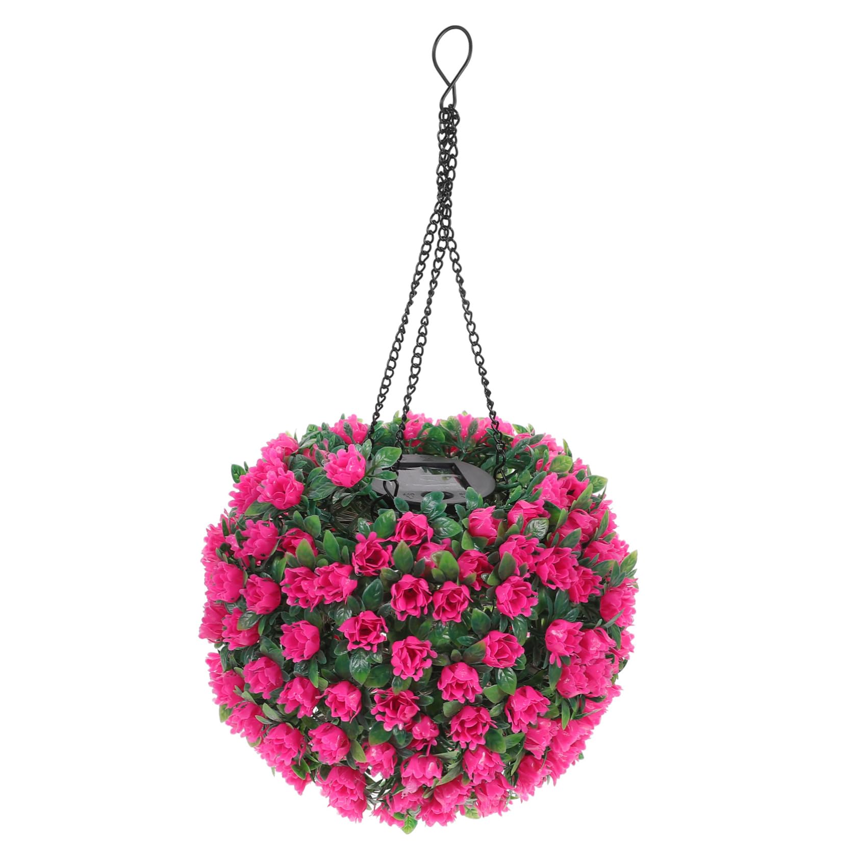 Healifty Solar Lighted Topiary Flower Ball Outdoor Garden Decor Solar Powered Hanging LED Lamp for Weddings Holidays Artificial Floral Accent Automatic Dusk